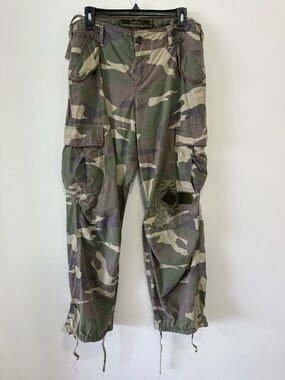 Vintage Y2K Abercrombie Camo Patch Embridered Lace Satin Cargo Pants- 8